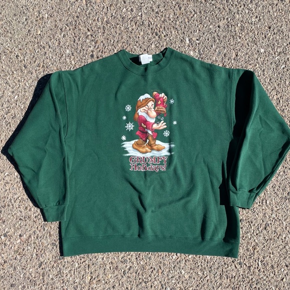 Grumpy Holidays Christmas Vtg Walt Disney World Sweatshirt Men's (XL fits L) - Picture 1 of 7